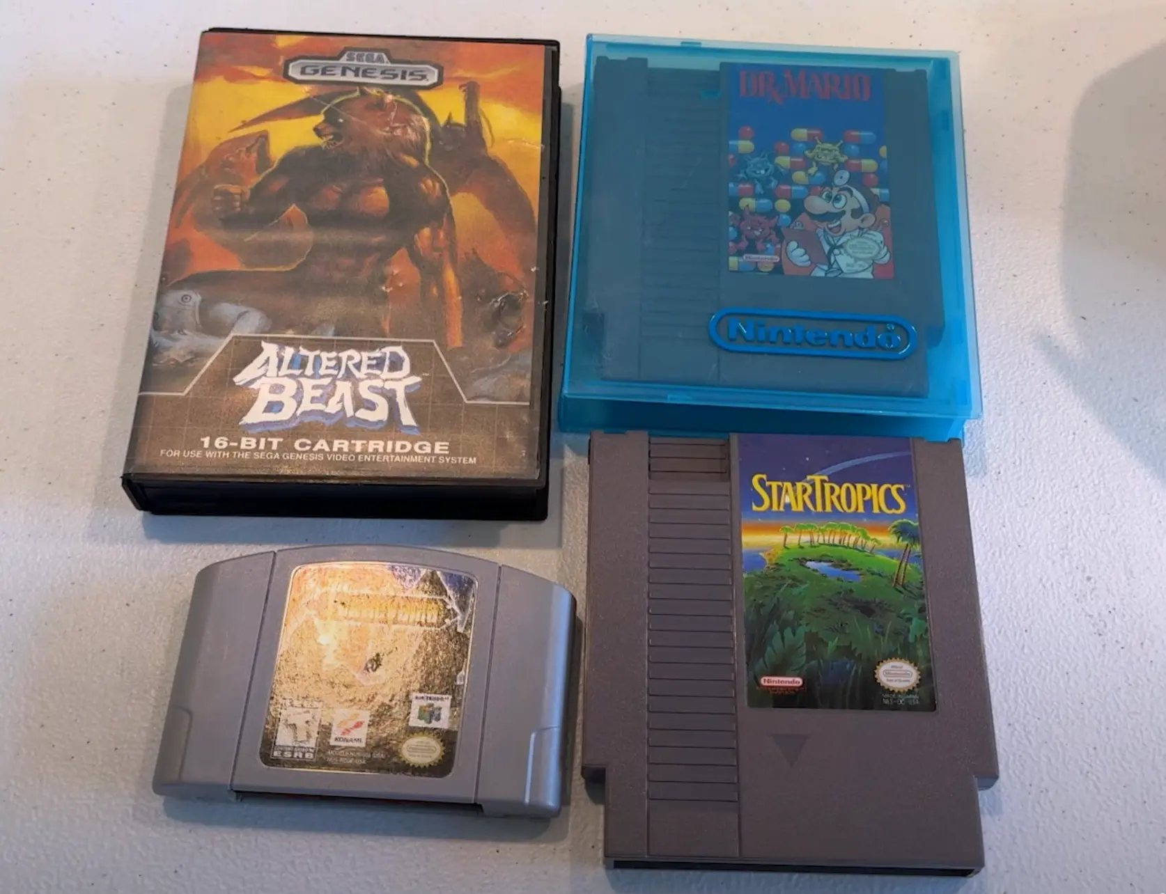 Altered Beast (Sega Genesis), Castlevania (N64), Star Tropics (NES), and Dr. Mario (NES)